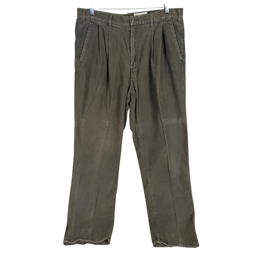 Vintage Eddie Bauer Pleated Corduroy Pants‎ Mens Actual 36x33 Green Skater read
